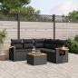 Preview: ARDEBO.de - 6-tlg. Garten-Sofagarnitur mit Kissen Schwarz Poly Rattan