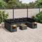 Preview: ARDEBO.de - 10-tlg. Garten-Sofagarnitur mit Kissen Schwarz Poly Rattan