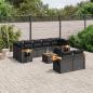 Preview: ARDEBO.de - 10-tlg. Garten-Sofagarnitur mit Kissen Schwarz Poly Rattan