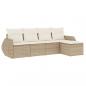 Preview: 5-tlg. Garten-Sofagarnitur mit Kissen Beige Poly Rattan