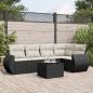 Preview: ARDEBO.de - 6-tlg. Garten-Sofagarnitur mit Kissen Schwarz Poly Rattan