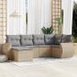 Preview: ARDEBO.de - 6-tlg. Garten-Sofagarnitur mit Kissen Beige Poly Rattan