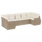 Preview: 7-tlg. Garten-Sofagarnitur mit Kissen Beige Poly Rattan