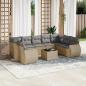 Preview: ARDEBO.de - 10-tlg. Garten-Sofagarnitur mit Kissen Beige Poly Rattan