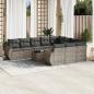 Preview: ARDEBO.de - 11-tlg. Garten-Sofagarnitur mit Kissen Grau Poly Rattan