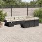 Preview: ARDEBO.de - 11-tlg. Garten-Sofagarnitur mit Kissen Schwarz Poly Rattan