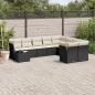 Preview: ARDEBO.de - 10-tlg. Garten-Sofagarnitur mit Kissen Schwarz Poly Rattan