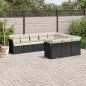 Preview: ARDEBO.de - 10-tlg. Garten-Sofagarnitur mit Kissen Schwarz Poly Rattan