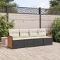 Preview: ARDEBO.de - 4-tlg. Garten-Sofagarnitur mit Kissen Schwarz Poly Rattan