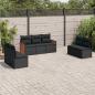 Preview: ARDEBO.de - 7-tlg. Garten-Sofagarnitur mit Kissen Schwarz Poly Rattan