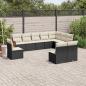 Preview: ARDEBO.de - 10-tlg. Garten-Sofagarnitur mit Kissen Schwarz Poly Rattan