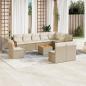 Preview: ARDEBO.de - 11-tlg. Garten-Sofagarnitur mit Kissen Beige Poly Rattan