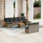 Preview: ARDEBO.de - 10-tlg. Garten-Sofagarnitur mit Kissen Grau Poly Rattan