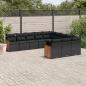 Preview: ARDEBO.de - 11-tlg. Garten-Sofagarnitur mit Kissen Schwarz Poly Rattan