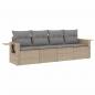 Preview: 4-tlg. Garten-Sofagarnitur mit Kissen Beige Poly Rattan