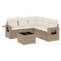 Preview: 6-tlg. Garten-Sofagarnitur mit Kissen Beige Poly Rattan