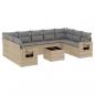 Preview: 10-tlg. Garten-Sofagarnitur mit Kissen Beige Poly Rattan