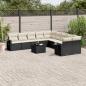 Preview: ARDEBO.de - 11-tlg. Garten-Sofagarnitur mit Kissen Schwarz Poly Rattan