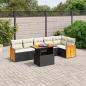 Preview: ARDEBO.de - 7-tlg. Garten-Sofagarnitur mit Kissen Schwarz Poly Rattan