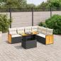 Preview: ARDEBO.de - 7-tlg. Garten-Sofagarnitur mit Kissen Schwarz Poly Rattan