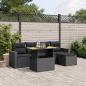 Preview: ARDEBO.de - 6-tlg. Garten-Sofagarnitur mit Kissen Schwarz Poly Rattan