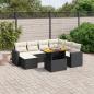 Preview: ARDEBO.de - 8-tlg. Garten-Sofagarnitur mit Kissen Schwarz Poly Rattan