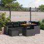 Preview: ARDEBO.de - 7-tlg. Garten-Sofagarnitur mit Kissen Schwarz Poly Rattan