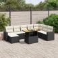 Preview: ARDEBO.de - 9-tlg. Garten-Sofagarnitur mit Kissen Schwarz Poly Rattan