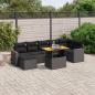 Preview: ARDEBO.de - 8-tlg. Garten-Sofagarnitur mit Kissen Schwarz Poly Rattan