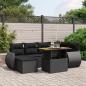 Preview: ARDEBO.de - 7-tlg. Garten-Sofagarnitur mit Kissen Schwarz Poly Rattan