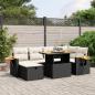 Preview: ARDEBO.de - 7-tlg. Garten-Sofagarnitur mit Kissen Schwarz Poly Rattan