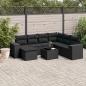 Preview: ARDEBO.de - 8-tlg. Garten-Sofagarnitur mit Kissen Schwarz Poly Rattan