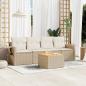 Preview: ARDEBO.de - 5-tlg. Garten-Sofagarnitur mit Kissen Beige Poly Rattan