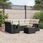 Preview: ARDEBO.de - 7-tlg. Garten-Sofagarnitur mit Kissen Schwarz Poly Rattan