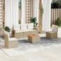 Preview: ARDEBO.de - 6-tlg. Garten-Sofagarnitur mit Kissen Beige Poly Rattan