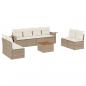 Preview: 9-tlg. Garten-Sofagarnitur mit Kissen Beige Poly Rattan