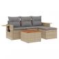 Preview: 5-tlg. Garten-Sofagarnitur mit Kissen Beige Poly Rattan