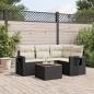 Preview: ARDEBO.de - 5-tlg. Garten-Sofagarnitur mit Kissen Schwarz Poly Rattan