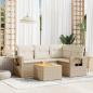 Preview: ARDEBO.de - 5-tlg. Garten-Sofagarnitur mit Kissen Beige Poly Rattan