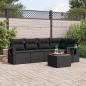 Preview: ARDEBO.de - 6-tlg. Garten-Sofagarnitur mit Kissen Schwarz Poly Rattan