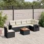 Preview: ARDEBO.de - 7-tlg. Garten-Sofagarnitur mit Kissen Schwarz Poly Rattan