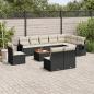 Preview: ARDEBO.de - 11-tlg. Garten-Sofagarnitur mit Kissen Schwarz Poly Rattan