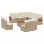 Preview: 12-tlg. Garten-Sofagarnitur mit Kissen Beige Poly Rattan