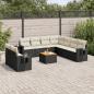 Preview: ARDEBO.de - 10-tlg. Garten-Sofagarnitur mit Kissen Schwarz Poly Rattan