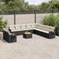 Preview: ARDEBO.de - 12-tlg. Garten-Sofagarnitur mit Kissen Schwarz Poly Rattan