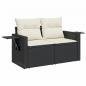 Preview: 12-tlg. Garten-Sofagarnitur mit Kissen Schwarz Poly Rattan