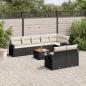 Preview: ARDEBO.de - 9-tlg. Garten-Sofagarnitur mit Kissen Schwarz Poly Rattan