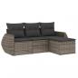 Preview: 4-tlg. Garten-Sofagarnitur mit Kissen Grau Poly Rattan