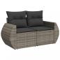 Preview: 4-tlg. Garten-Sofagarnitur mit Kissen Grau Poly Rattan