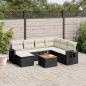 Preview: ARDEBO.de - 8-tlg. Garten-Sofagarnitur mit Kissen Schwarz Poly Rattan